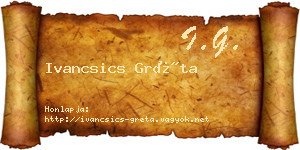 Ivancsics Gréta névjegykártya